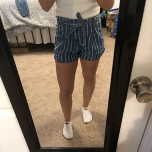 2 pair of paper bag striped shorts